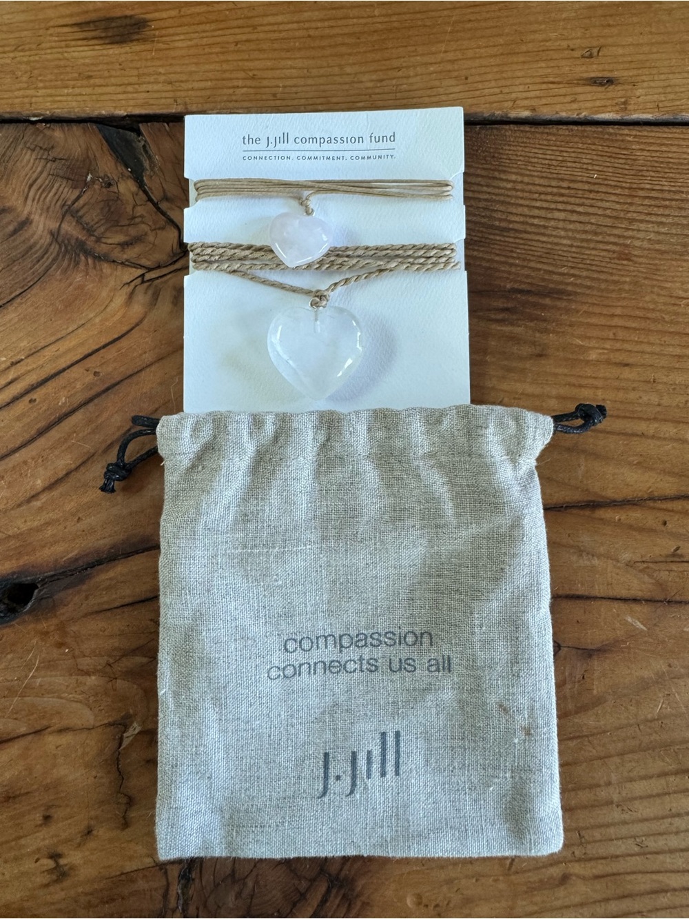 J. Jill Rose Quartz Heart Layered Necklace - Cream and Pale Pink